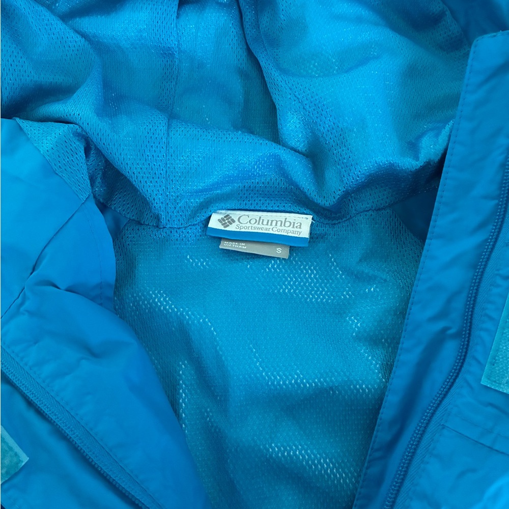 COLUMBIA Arcadia II Rain Jacket Women’s Size S Blue Hooded Windbreaker Zip Up - Picture 2 of 3